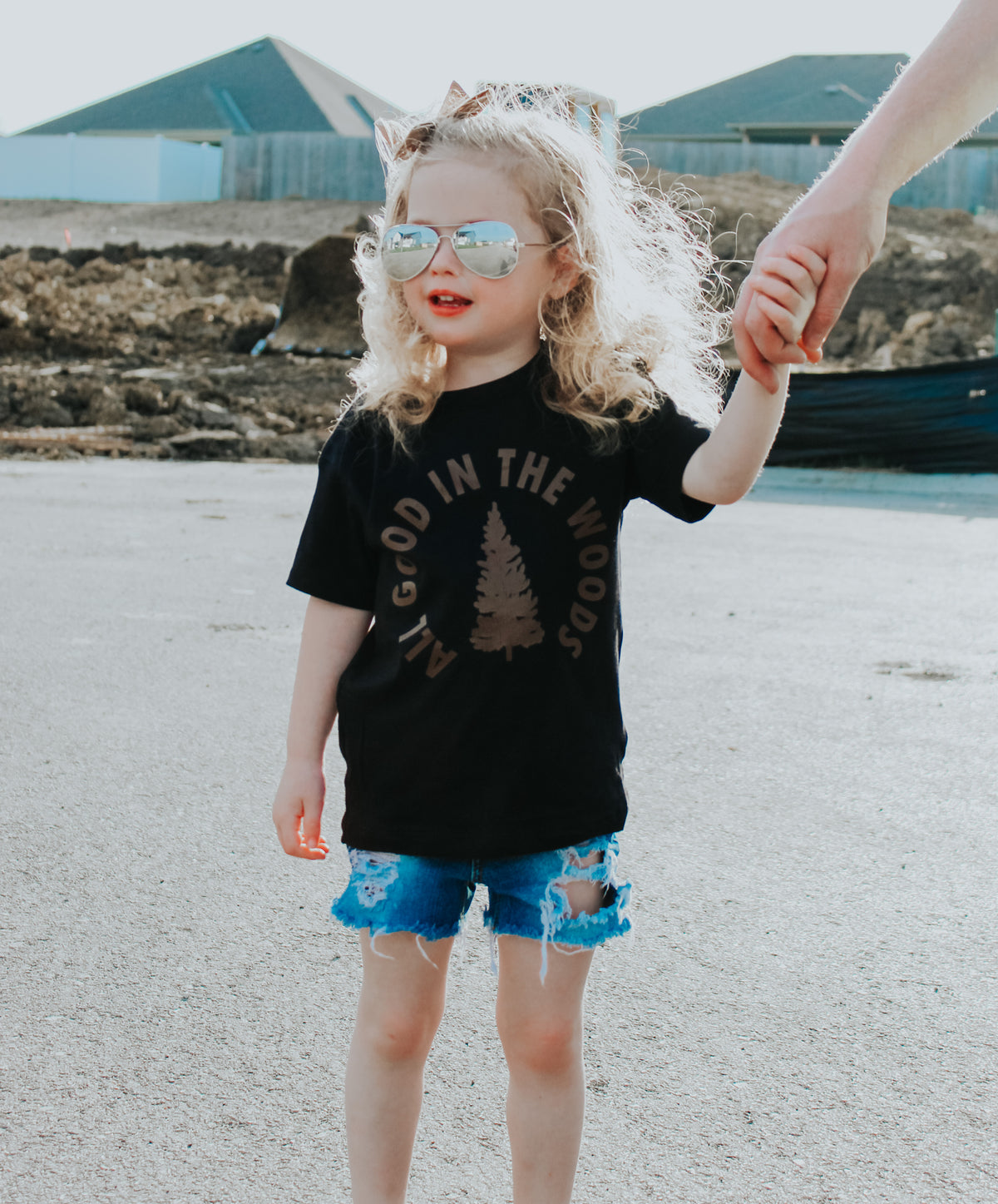 Toddler girl wearing rustic outdoor fall graphic tee